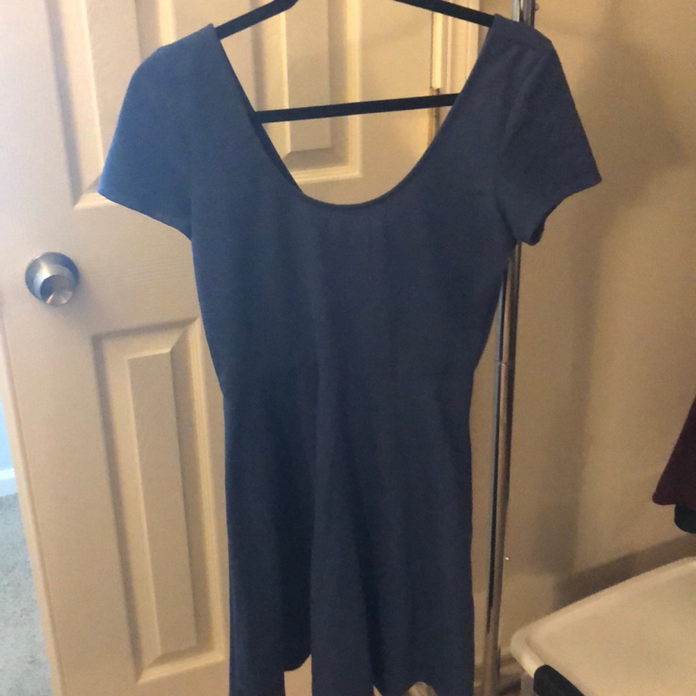 Blue fit and flare dress